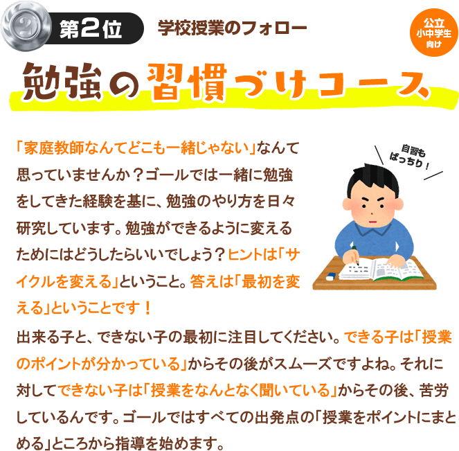 高松市で大人気 勉強大っ嫌いな子専門 家庭教師のゴール