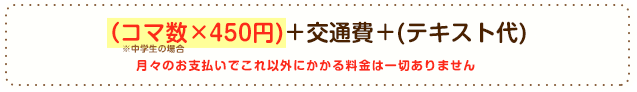 (コマ数×450円)+交通費+(テキスト代)