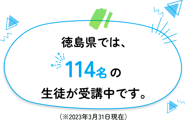徳島県では114名の生徒が受講中です